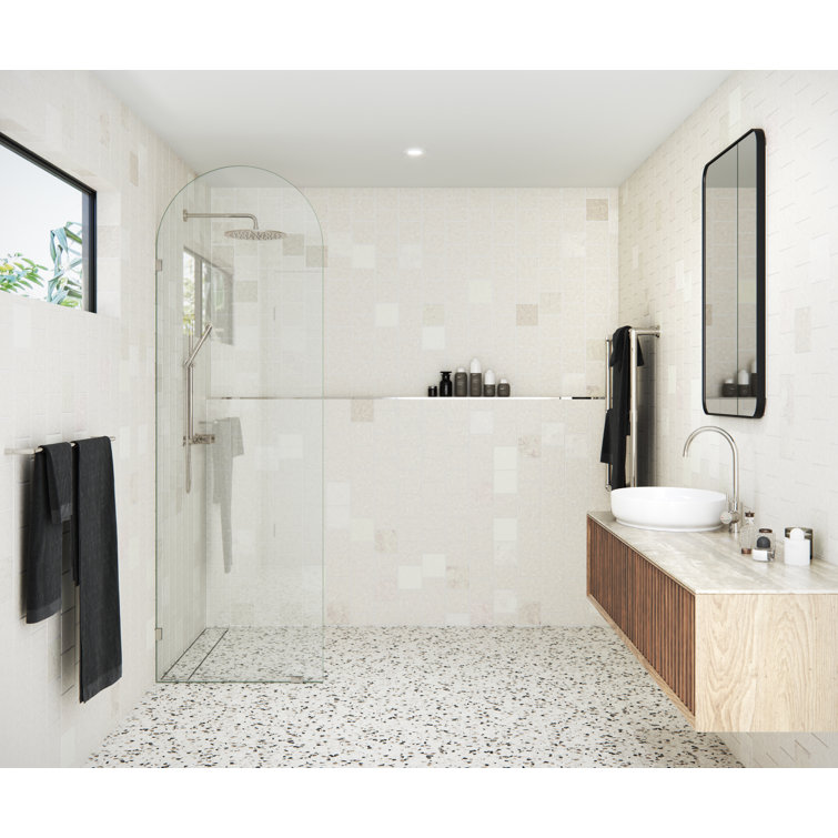 Venus 28" x 86.75" Frameless Arched Glass Shower Panel with Polished Chrome Hardware