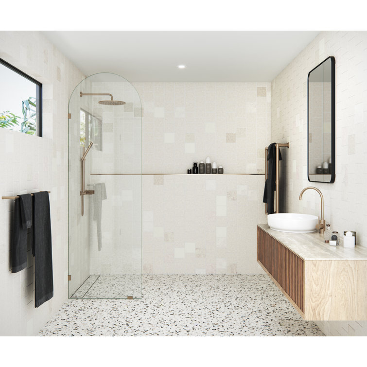 Venus 28" x 86.75" Frameless Arched Glass Shower Panel with Polished Chrome Hardware
