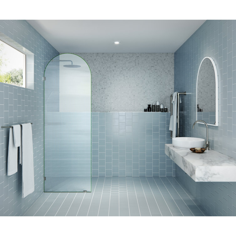 Maven Brushed Bronze Frameless Arched Fluted Glass Shower Panel