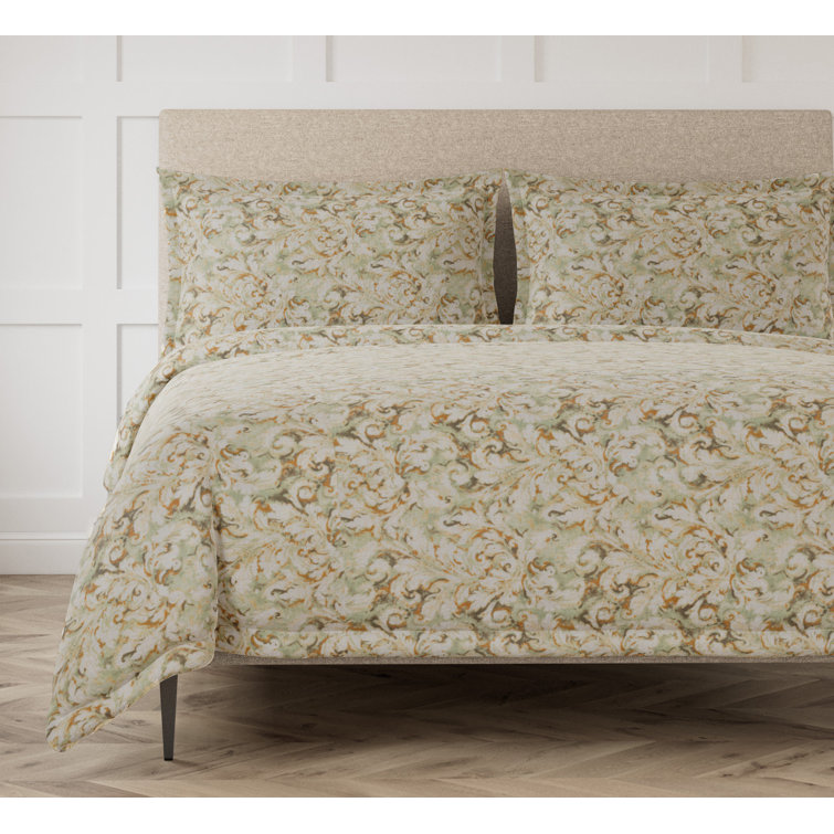 Acanthus Sage Queen Microfiber Duvet Cover Set