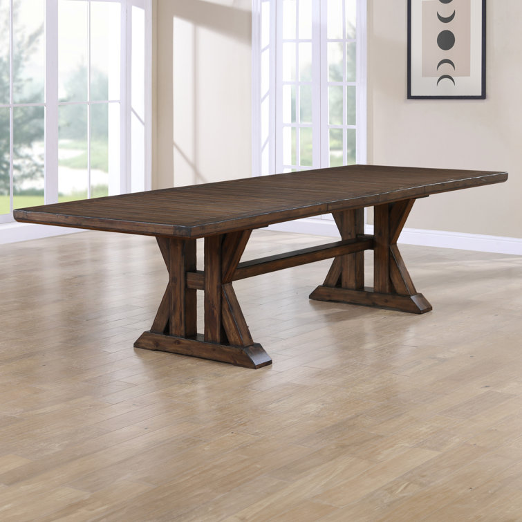 Auburn 126" Dark Brown Acacia Wood Dining Table with 6 Chairs