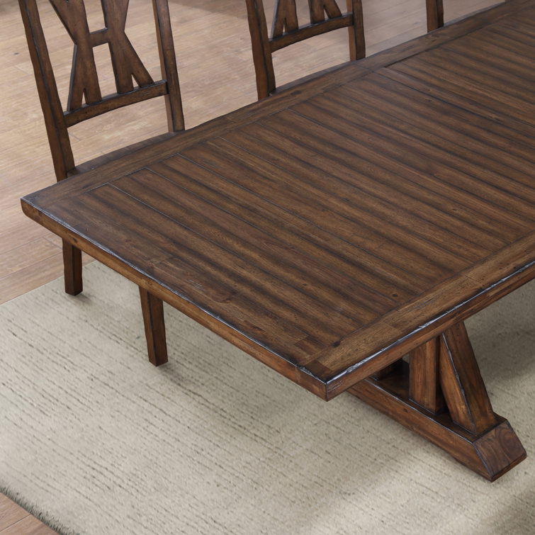 Auburn 126" Dark Brown Acacia Wood Dining Table with 6 Chairs