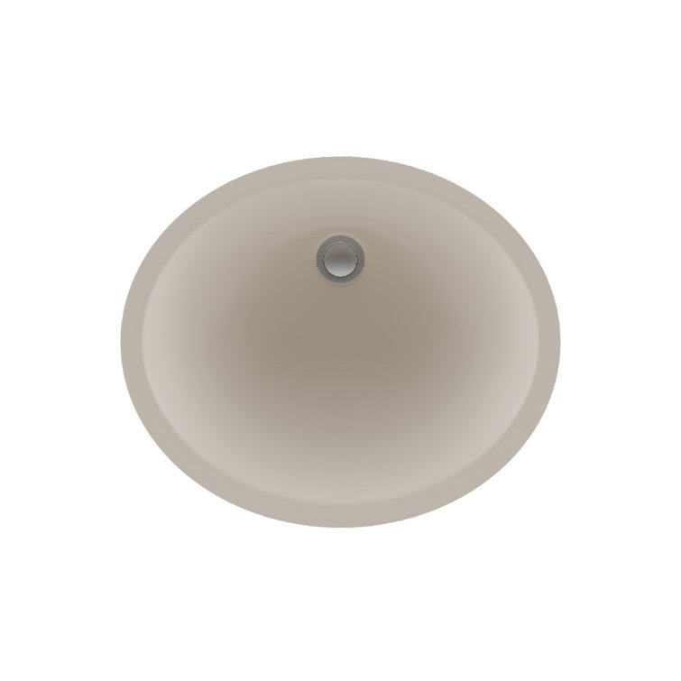 Beige Oval Quartz Composite Undermount Vanity Sink