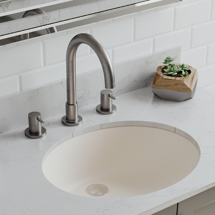 Beige Oval Quartz Composite Undermount Vanity Sink