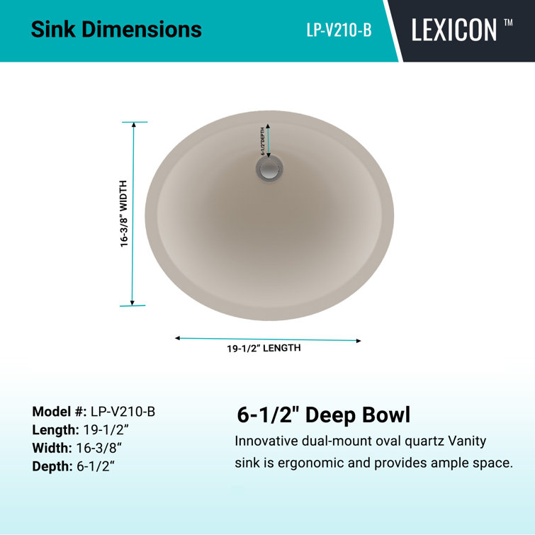 Beige Oval Quartz Composite Undermount Vanity Sink