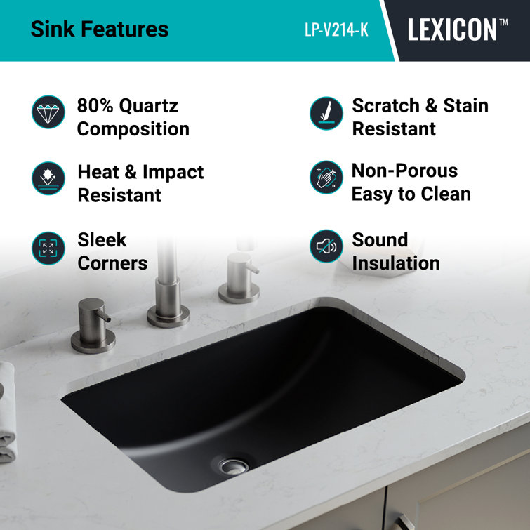 Lexicon Black Quartz Composite Rectangle Vanity Sink