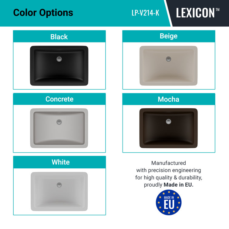 Lexicon Black Quartz Composite Rectangle Vanity Sink