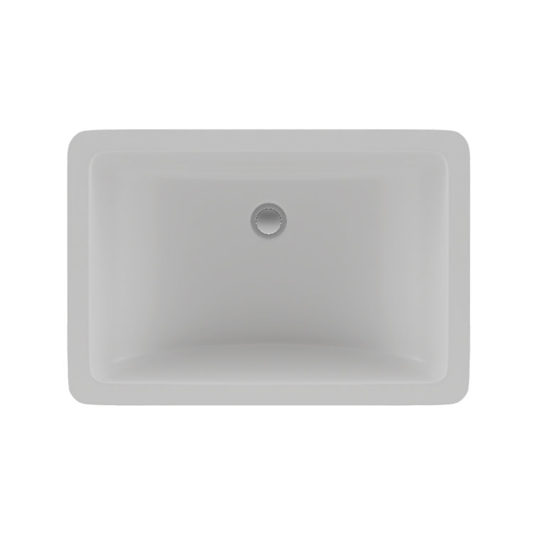 21" White Quartz Composite Rectangular Undermount Vanity Sink
