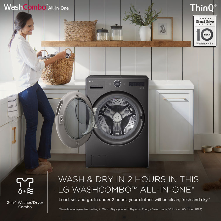 Black Steel 5.0 cu. ft. Ventless Washer/Dryer Combo with Inverter HeatPump