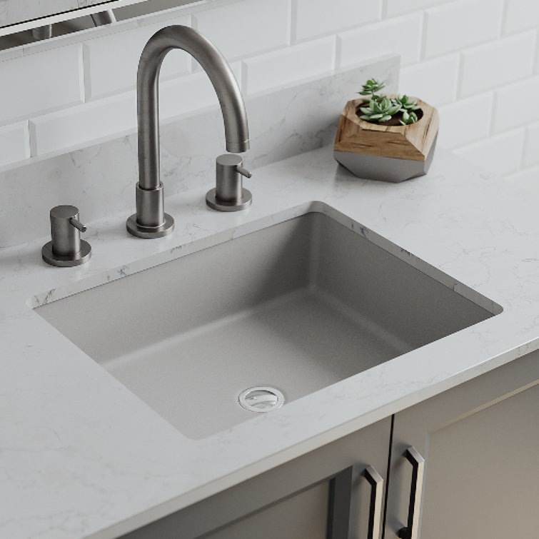 Concrete Gray Quartz Composite Undermount Vanity Sink