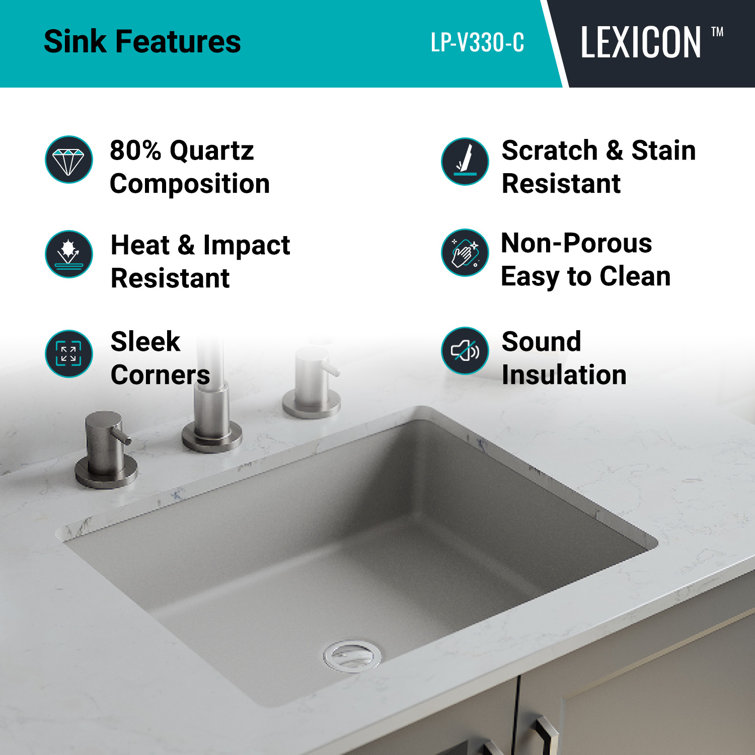 Concrete Gray Quartz Composite Undermount Vanity Sink