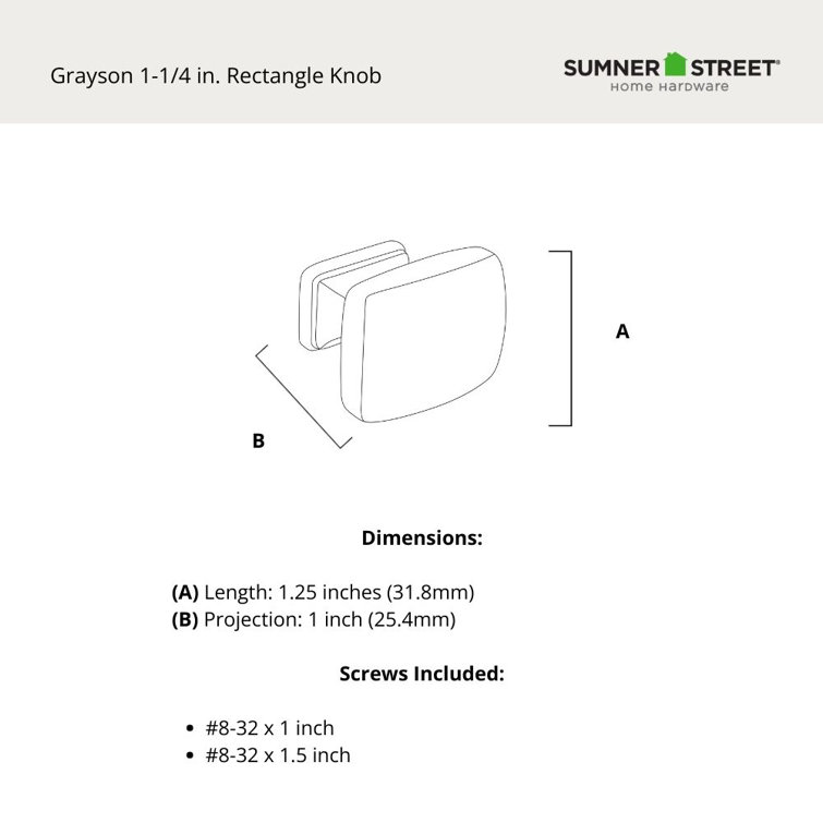 Grayson Oil Rubbed Bronze Rectangular Cabinet Knob with Mounting Hardware
