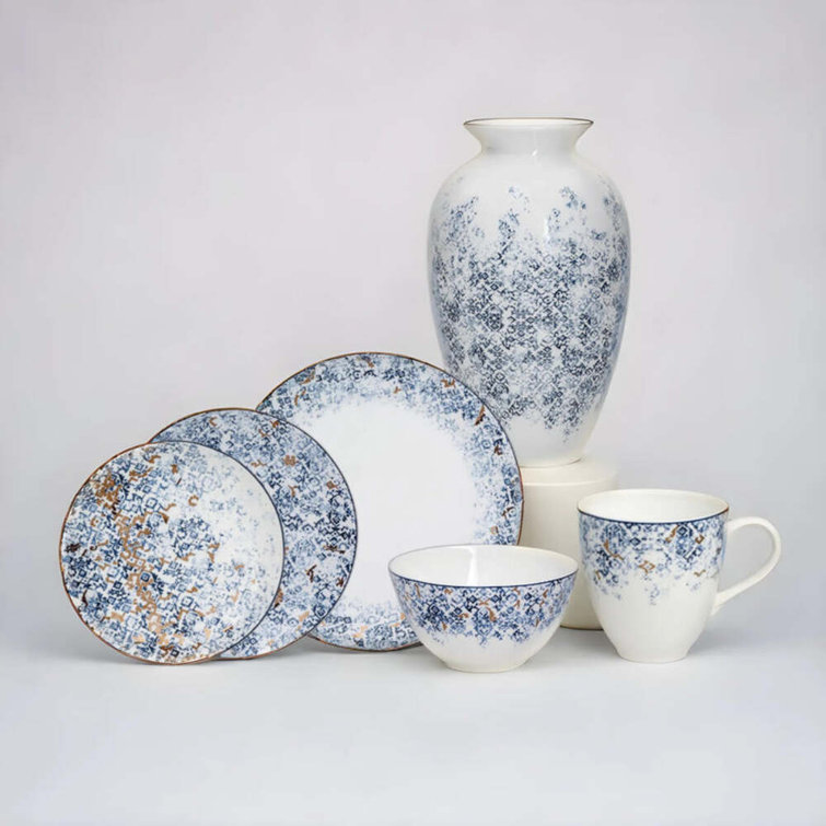 Elegant Round White Bone China Table Vase with Crystal Accents