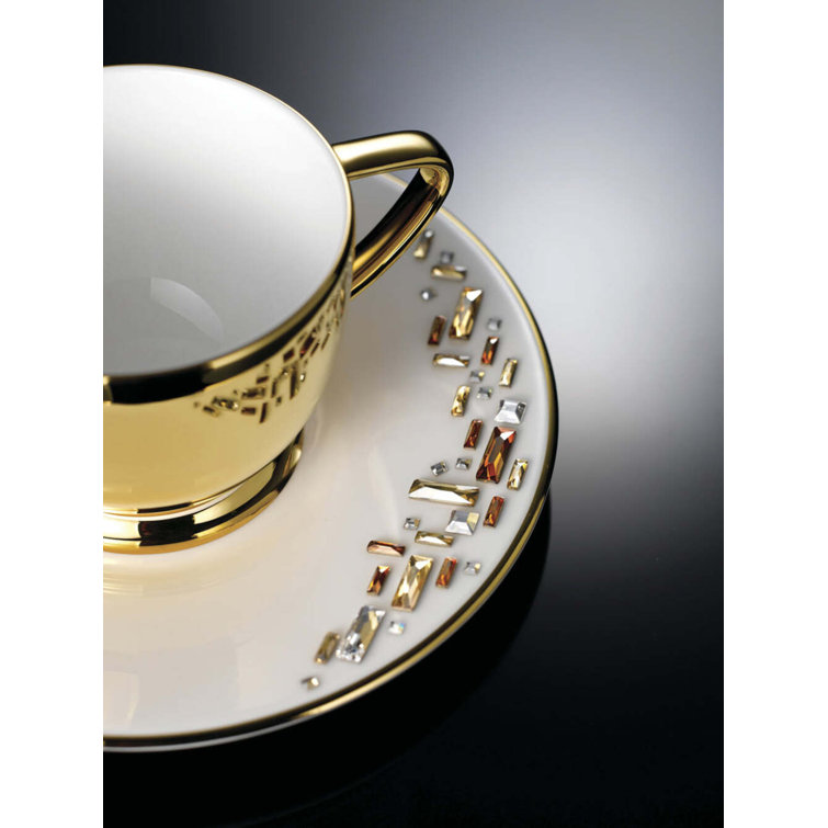 Diana Gold Bone China Espresso Cup with Swarovski Crystals