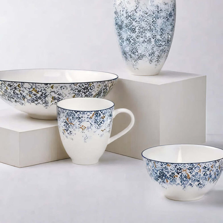 Elegant Round White Bone China Table Vase with Crystal Accents