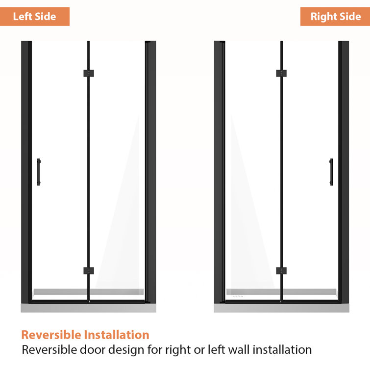Matte Black Frameless Glass Bifold Shower Door 30" x 72"