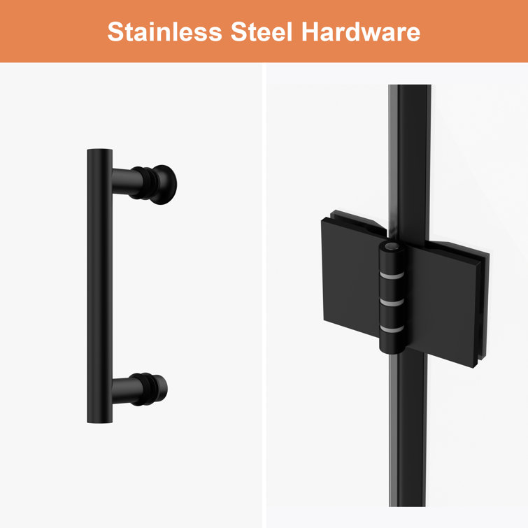 Matte Black Frameless Glass Bifold Shower Door 30" x 72"