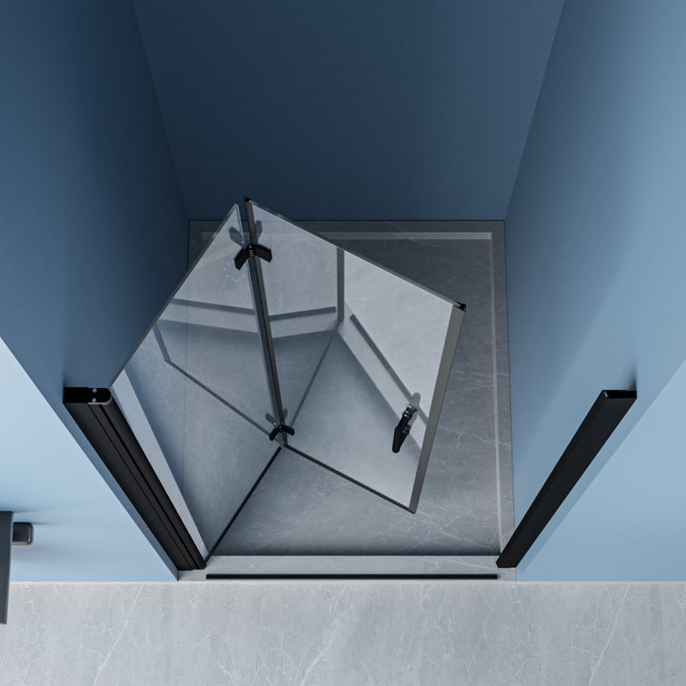 Matte Black Frameless Glass Bifold Shower Door 30" x 72"