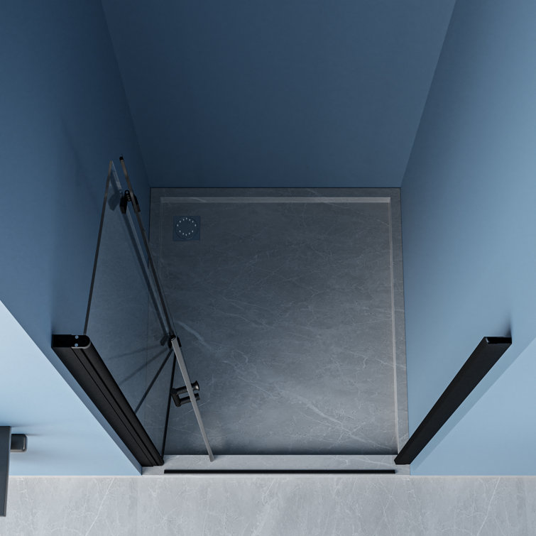 Matte Black Frameless Glass Bifold Shower Door 30" x 72"