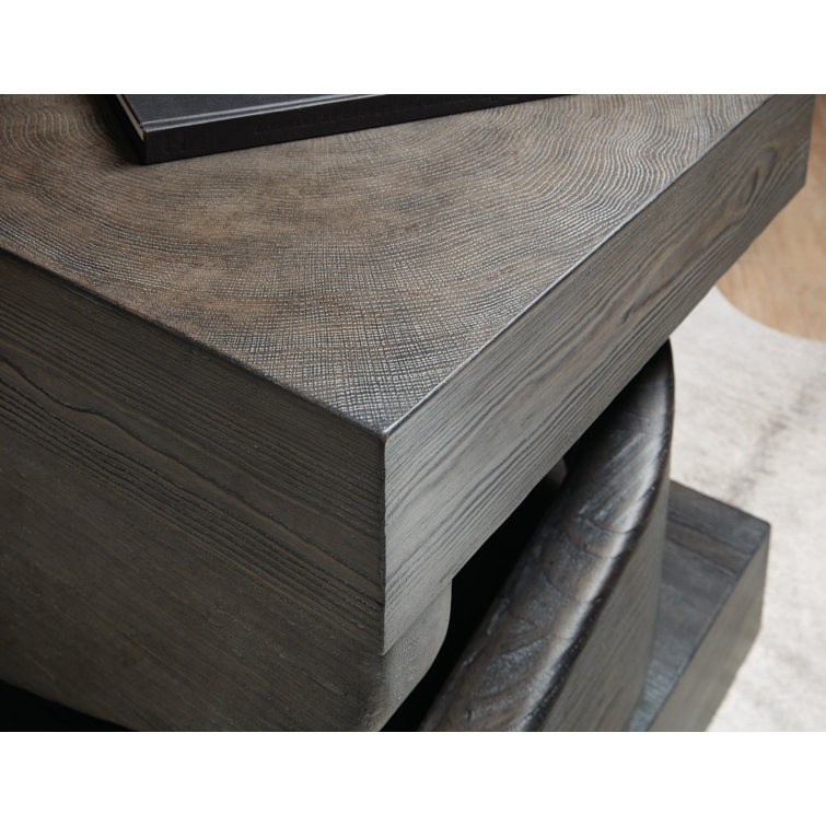 Rustic Brown Pine Veneer Twister End Table