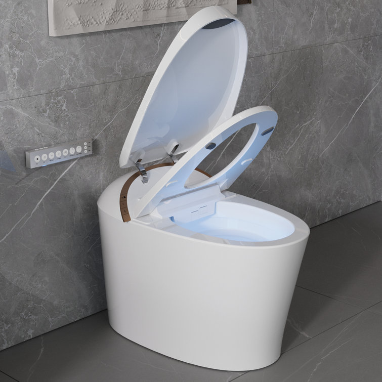White Elongated Free Standing High Efficiency Smart Toilet