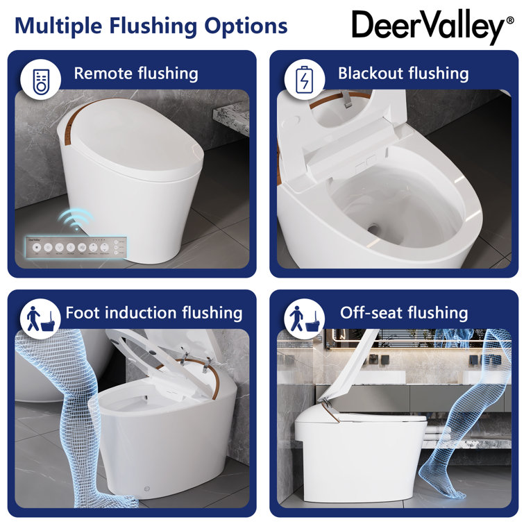 White Elongated Free Standing High Efficiency Smart Toilet