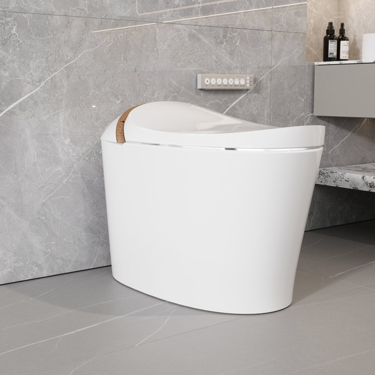 White Elongated Free Standing High Efficiency Smart Toilet