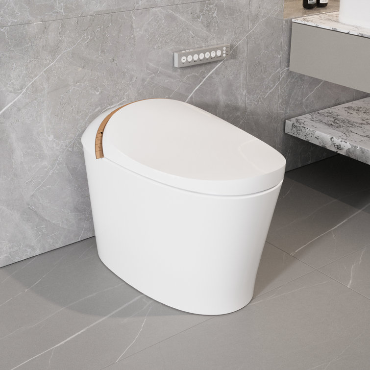 White Elongated Free Standing High Efficiency Smart Toilet