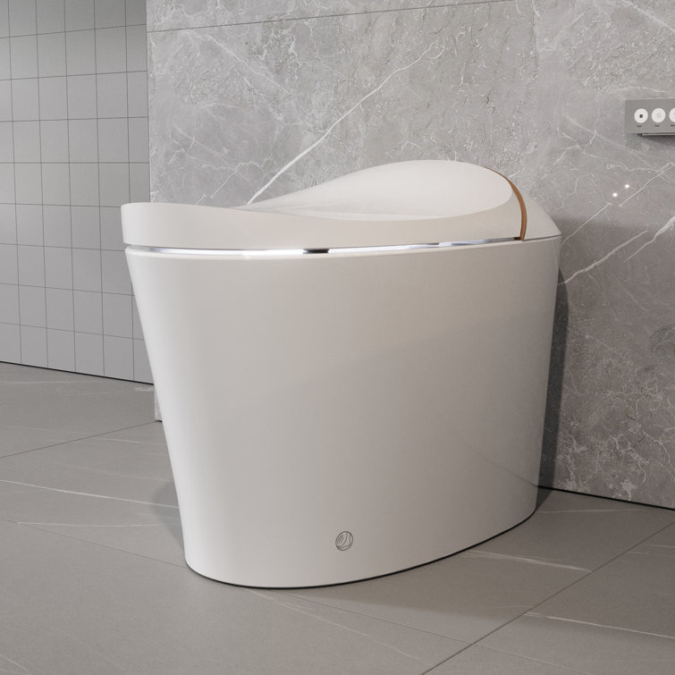 White Elongated Free Standing High Efficiency Smart Toilet