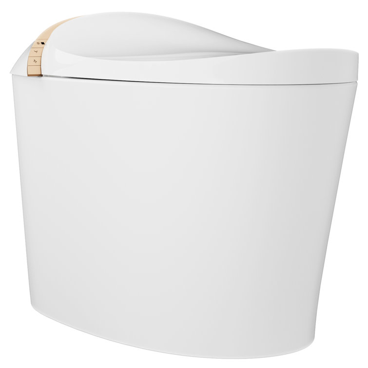 White Tankless Smart Elongated Toilet with Heated Seat