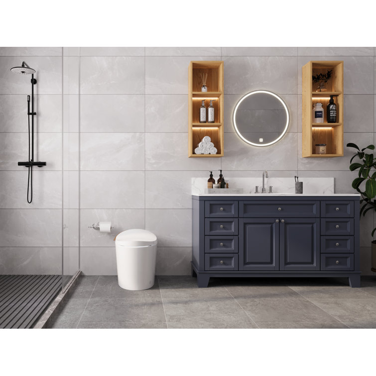 White Tankless Smart Elongated Toilet with Heated Seat