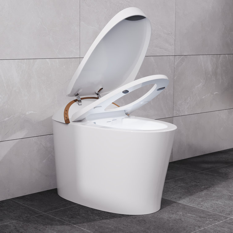 White Tankless Smart Elongated Toilet with Heated Seat