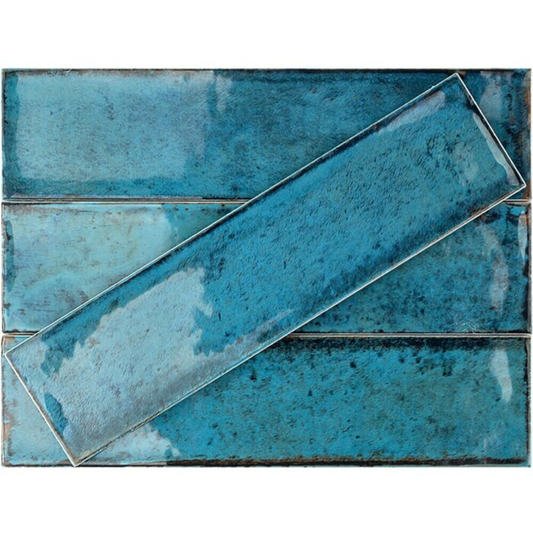 Moze Blue 3" x 12" Polished Ceramic Subway Wall Tile