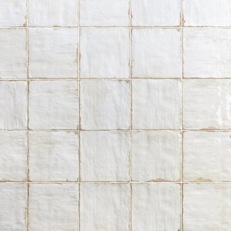 Haven Collection White Polished Ceramic Square Wall Tile