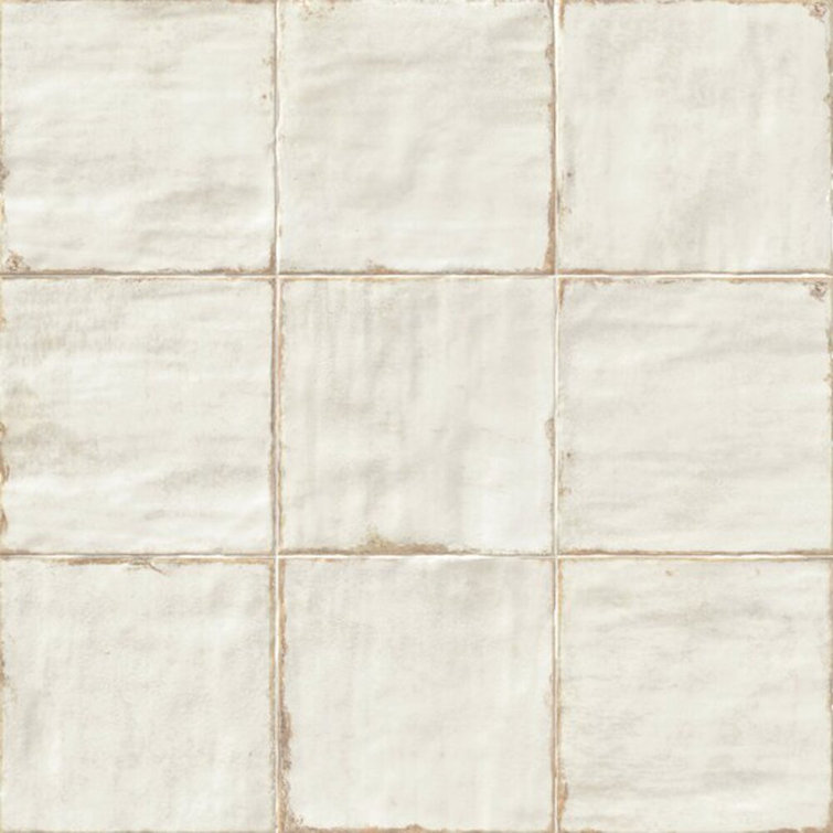 Haven Collection White Polished Ceramic Square Wall Tile