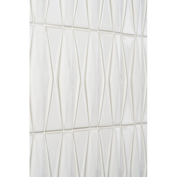 Natural White Geometric Glass Mosaic Tile 2x8