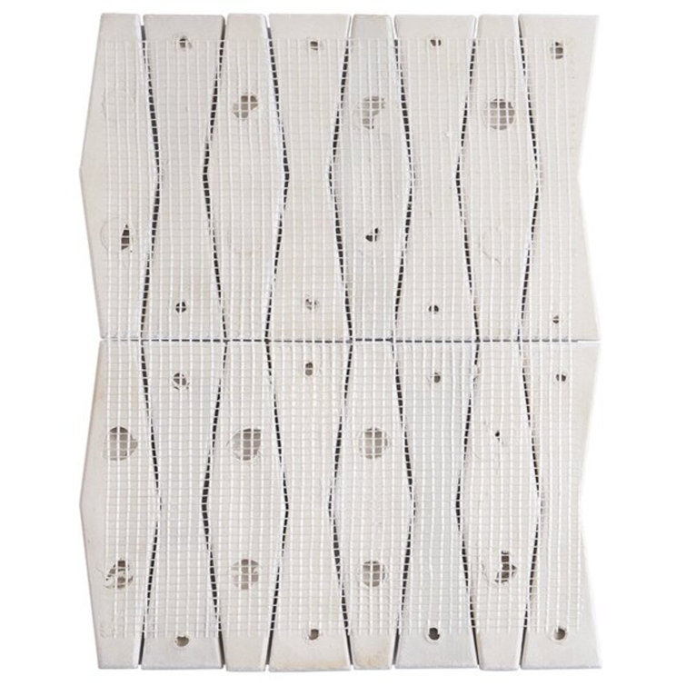 Natural White Geometric Glass Mosaic Tile 2x8