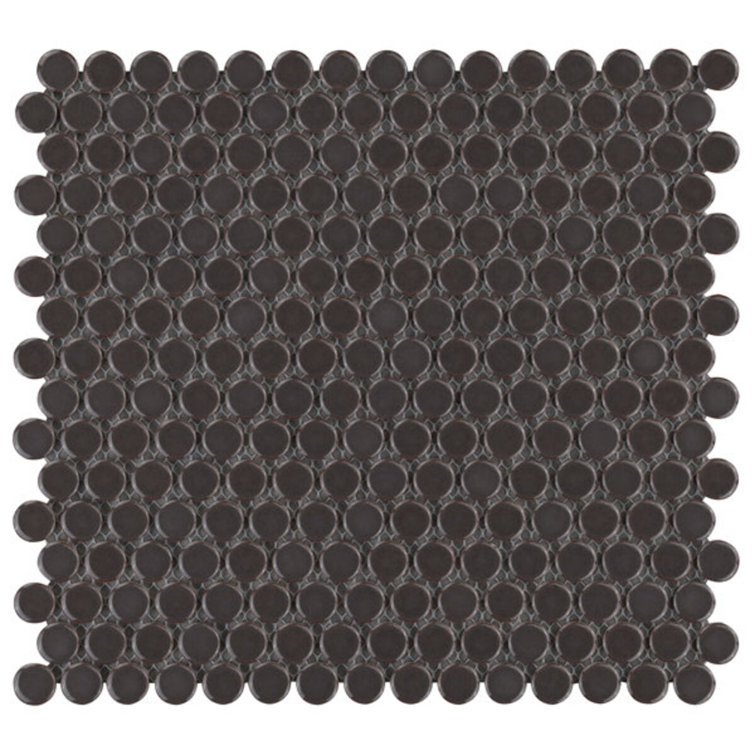 Charcoal Penny Round Ceramic Mosaic Tile Sheet for Floor and Wall