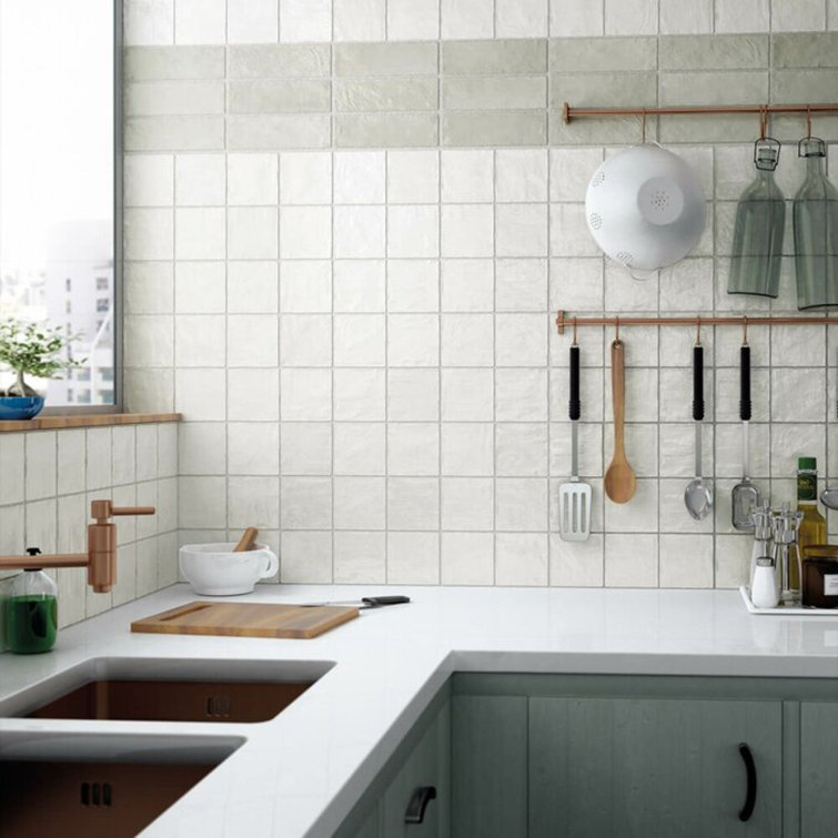 Amagansett 4" x 4" White Ceramic Wall Tile Set