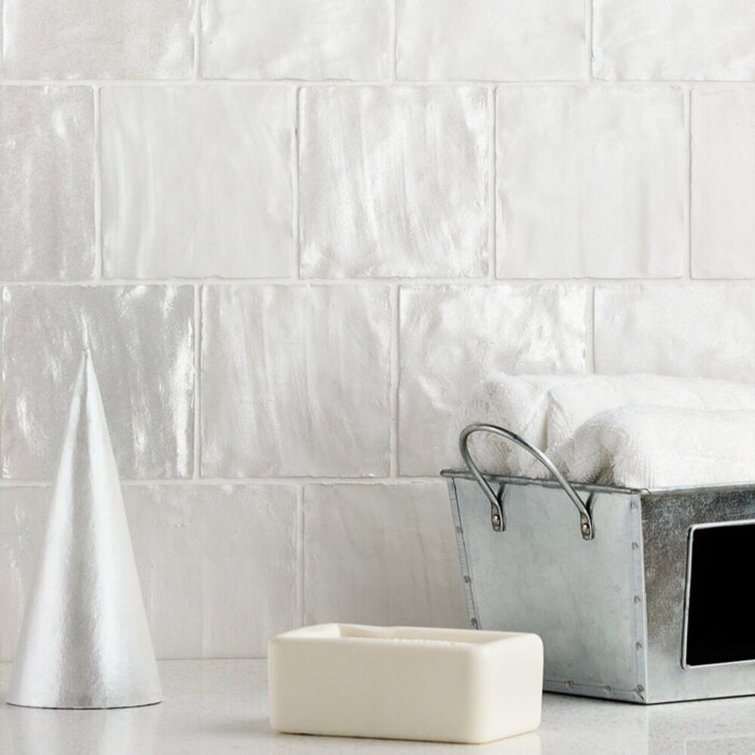 Amagansett 4" x 4" White Ceramic Wall Tile Set