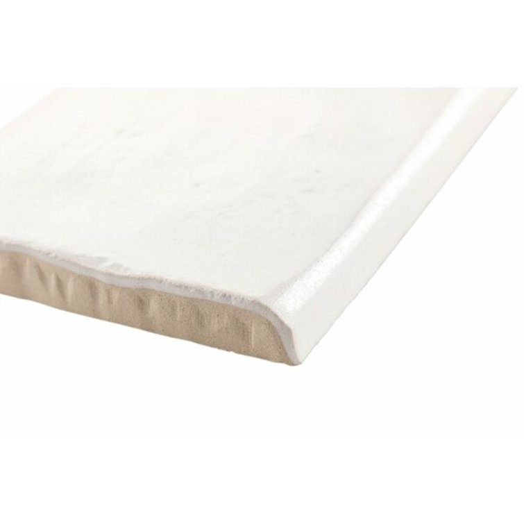 Amagansett White Ceramic Bullnose Tile Trim, 2x8