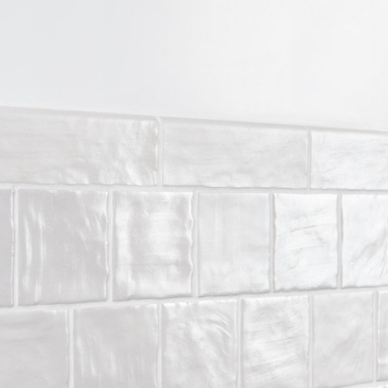 Amagansett White Ceramic Bullnose Tile Trim, 2x8