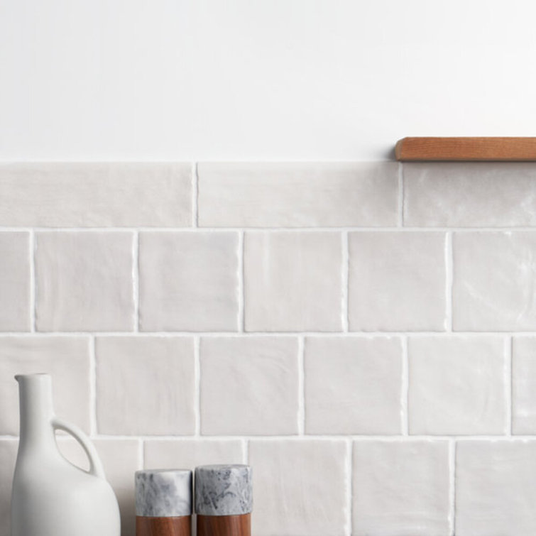 Amagansett White Ceramic Bullnose Tile Trim, 2x8