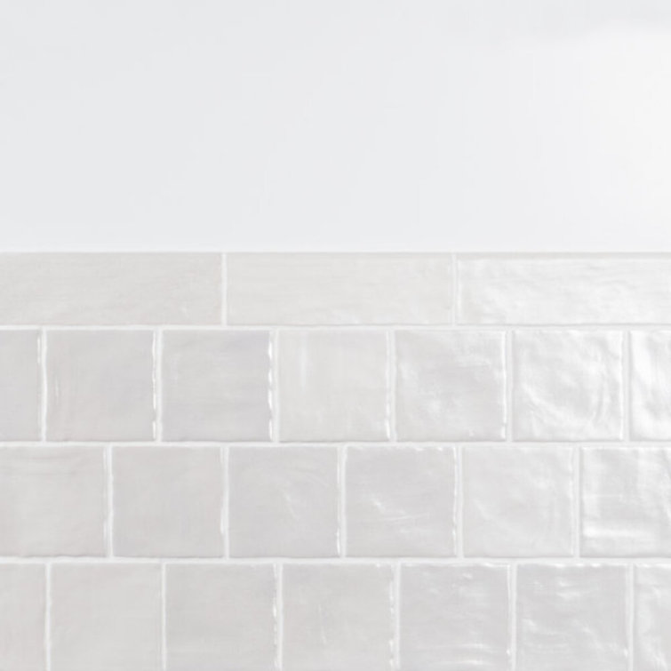 Amagansett White Ceramic Bullnose Tile Trim, 2x8