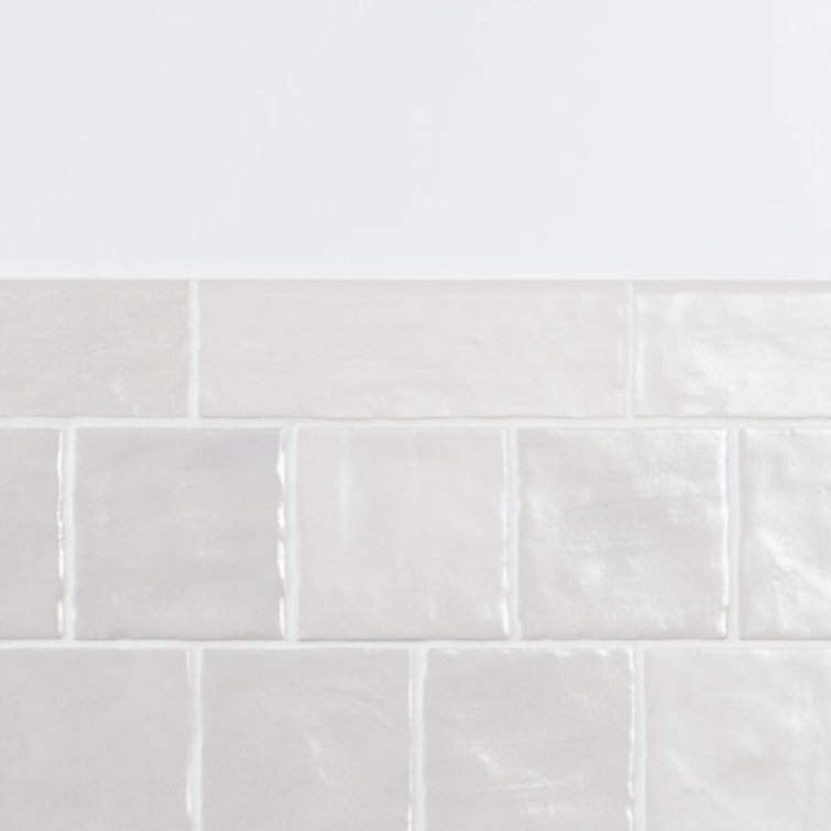 Amagansett White Ceramic Bullnose Tile Trim, 2x8