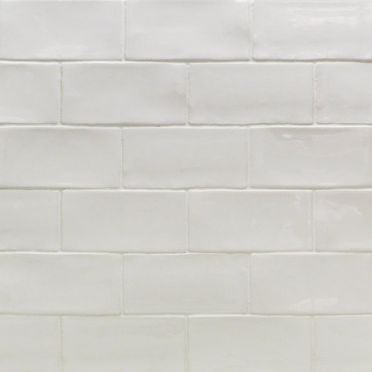 Messi 3" x 6" Polished White Ceramic Subway Wall Tile