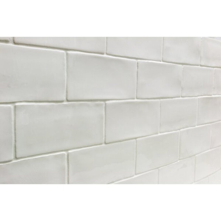 Messi 3" x 6" Polished White Ceramic Subway Wall Tile