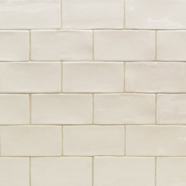 Messi 3" x 6" Polished White Ceramic Subway Wall Tile
