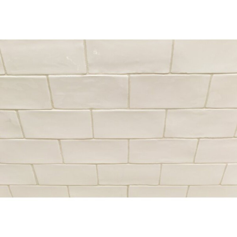 Messi 3" x 6" Polished White Ceramic Subway Wall Tile