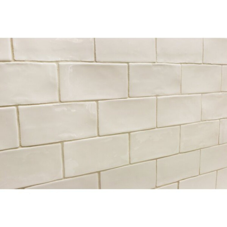 Messi 3" x 6" Polished White Ceramic Subway Wall Tile